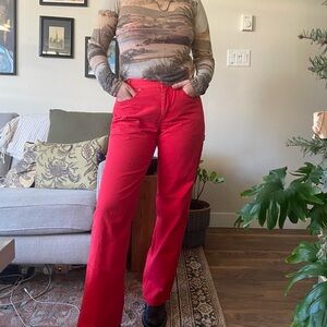 Vintage 90s Pendleton Women's Straight Leg Jeans in Bright Red